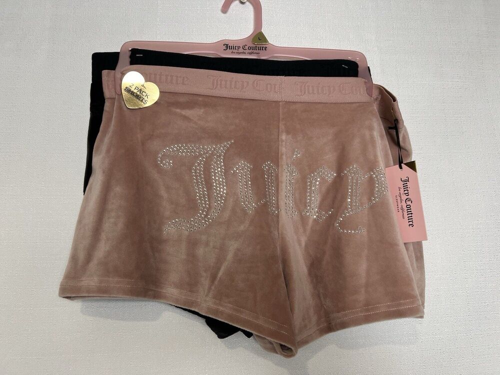 JUICY COUTURE Sleepwear Velour Shorts Style JC1751 2 Pair Size Large NWT